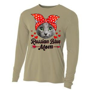 Womens Cute Russian Blue Mom Tee Cat Mom Mother's Day For Women Cooling Performance Long Sleeve Crew