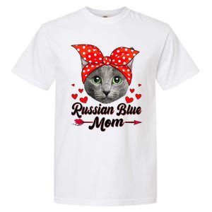 Womens Cute Russian Blue Mom Tee Cat Mom Mother's Day For Women Garment-Dyed Heavyweight T-Shirt