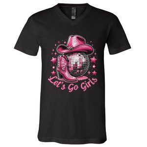 Western Cowgirl Rodeo Disco Retro Bachelorette Party V-Neck T-Shirt