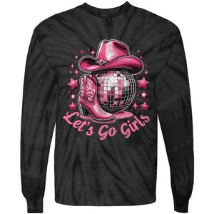 Western Cowgirl Rodeo Disco Retro Bachelorette Party Tie-Dye Long Sleeve Shirt