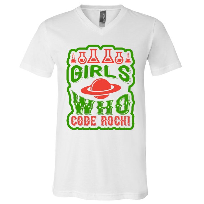 Who Code Rock V-Neck T-Shirt