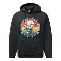 Whimsical Cartoon Retro Sunset Fun Karate Fox Performance Fleece Hoodie