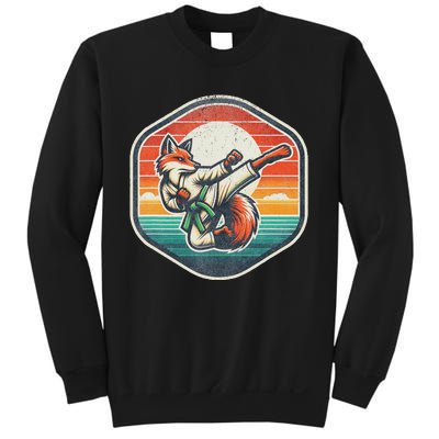 Whimsical Cartoon Retro Sunset Fun Karate Fox Sweatshirt