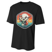 Whimsical Cartoon Retro Sunset Fun Karate Fox Performance Sprint T-Shirt