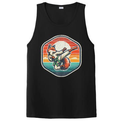 Whimsical Cartoon Retro Sunset Fun Karate Fox PosiCharge Competitor Tank