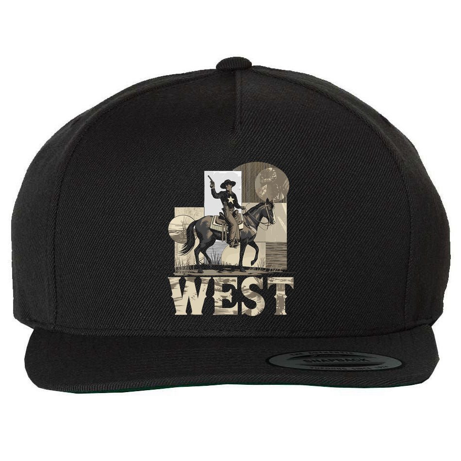 Western Cowboy Rodeo Horse Riding Vintage Retro Wool Snapback Cap