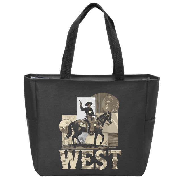 Western Cowboy Rodeo Horse Riding Vintage Retro Zip Tote Bag