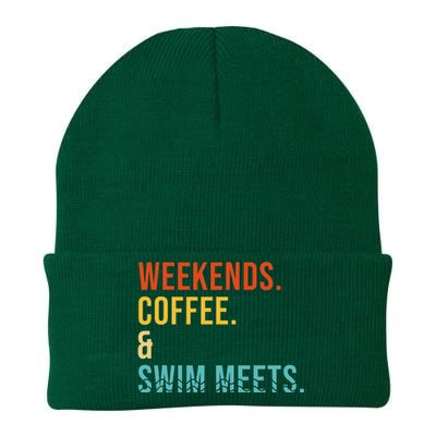 Weekends Coffee Swim Meets Drink Coffee Swimming Funny Swim Knit Cap Winter Beanie