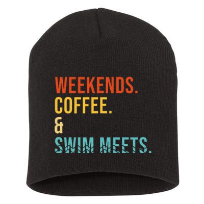 Weekends Coffee Swim Meets Drink Coffee Swimming Funny Swim Short Acrylic Beanie