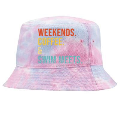 Weekends Coffee Swim Meets Drink Coffee Swimming Funny Swim Tie-Dyed Bucket Hat