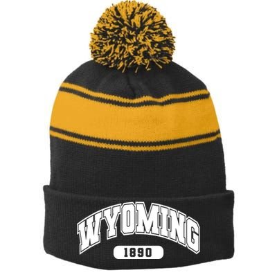 Wyoming Collegiate Style 1890 Stripe Pom Pom Beanie