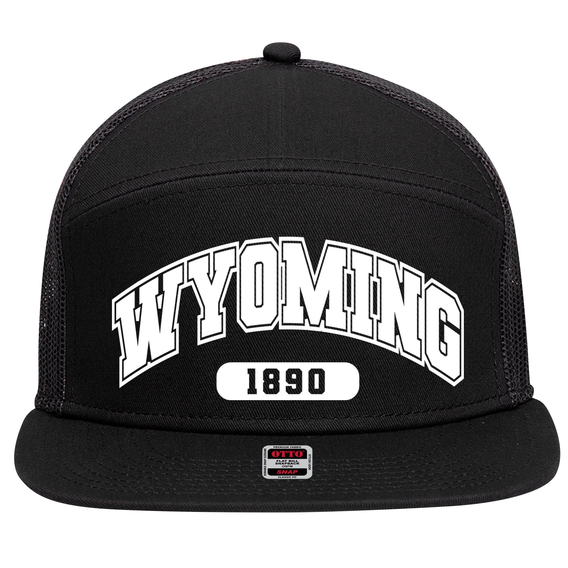 Wyoming Collegiate Style 1890 7 Panel Mesh Trucker Snapback Hat