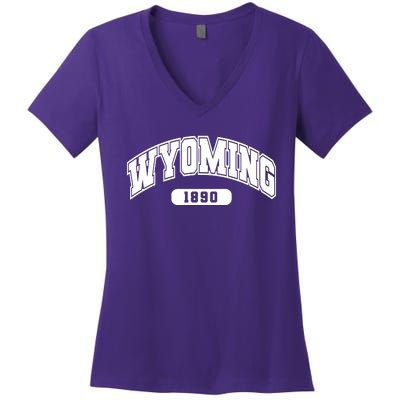 Wyoming Collegiate Style 1890 Women's V-Neck T-Shirt