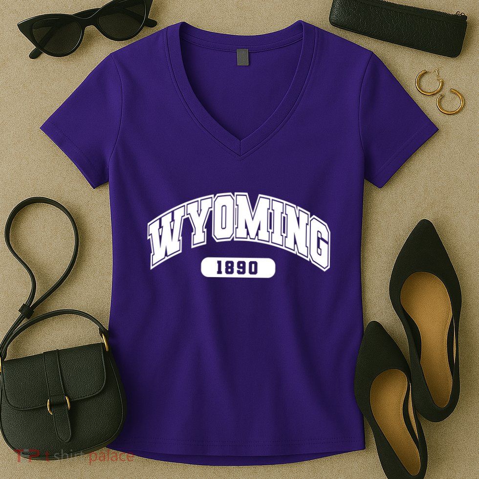 Wyoming Collegiate Style 1890 Women's V-Neck T-Shirt