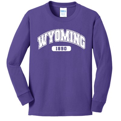 Wyoming Collegiate Style 1890 Kids Long Sleeve Shirt