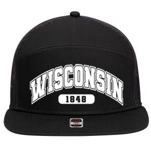 Wisconsin Collegiate Style 1848 7 Panel Mesh Trucker Snapback Hat