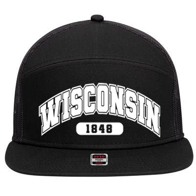 Wisconsin Collegiate Style 1848 7 Panel Mesh Trucker Snapback Hat