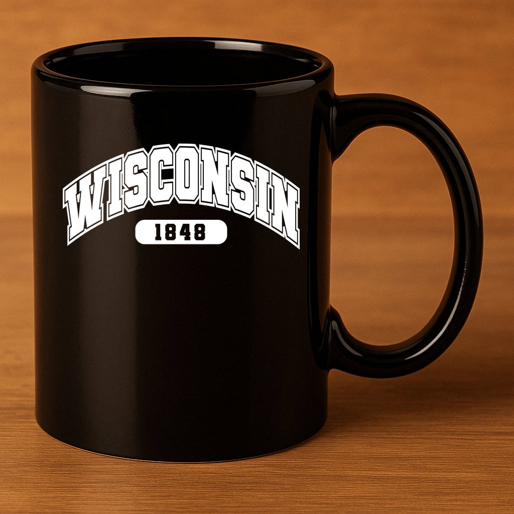 Wisconsin Collegiate Style 1848 11oz C Handle Ceramic Mug