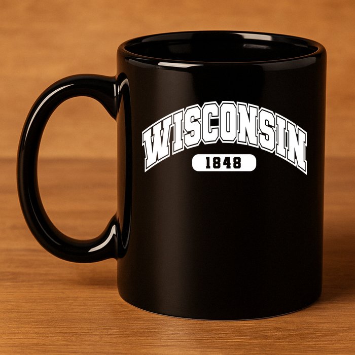 Wisconsin Collegiate Style 1848 11oz C Handle Ceramic Mug