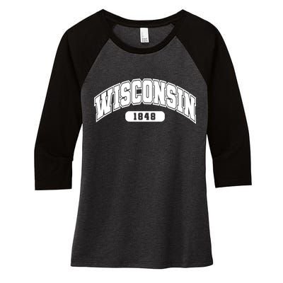 Wisconsin Collegiate Style 1848 Women's Tri-Blend 3/4-Sleeve Raglan Shirt