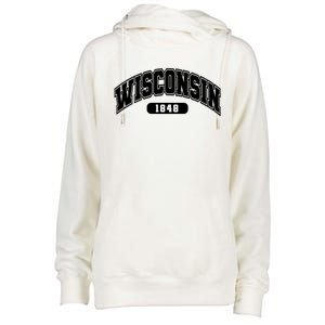 Wisconsin Collegiate Style 1848 Womens Funnel Neck Pullover Hood