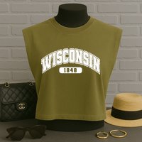 Wisconsin Collegiate Style 1848 Garment-Dyed Women's Muscle Tee