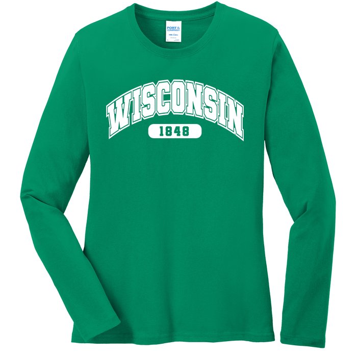 Wisconsin Collegiate Style 1848 Ladies Long Sleeve Shirt