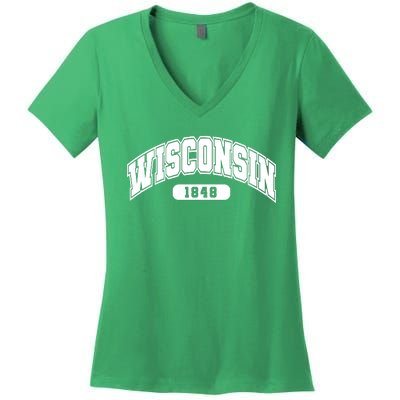 Wisconsin Collegiate Style 1848 Women's V-Neck T-Shirt