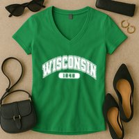 Wisconsin Collegiate Style 1848 Women's V-Neck T-Shirt