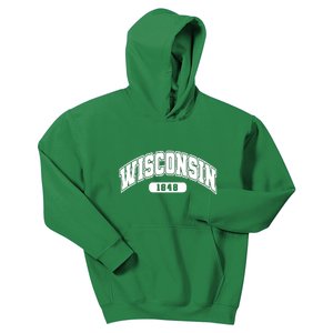 Wisconsin Collegiate Style 1848 Kids Hoodie