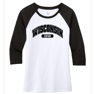 Wisconsin Collegiate Style 1848 Women's Tri-Blend 3/4-Sleeve Raglan Shirt