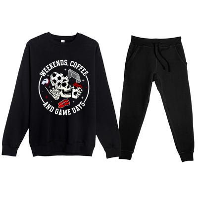 Weekends Coffee Soccer Mom Of A Soccer Player Mama Halloween Premium Crewneck Sweatsuit Set