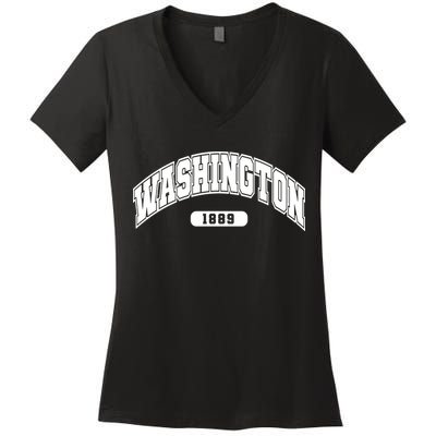 Washington Collegiate Style 1889 Women's V-Neck T-Shirt