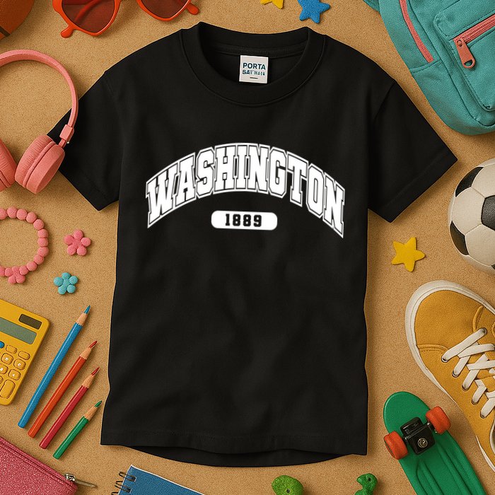 Washington Collegiate Style 1889 Kids T-Shirt