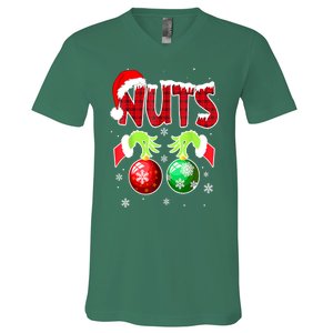 Women Christmas Snow Couples Chest Nuts Matching Chestnuts Xmas Gift V-Neck T-Shirt