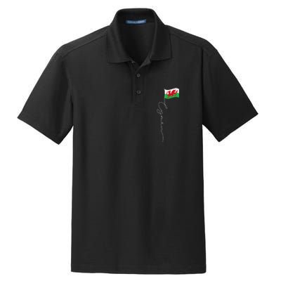 Wales Cymru Signature Flag Pole Patriotic Welsh Flag Dry Zone Grid Polo