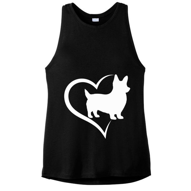 Welsh Corgi Silhouette Heart Love Dog Cute Gift Ladies PosiCharge Tri-Blend Wicking Tank