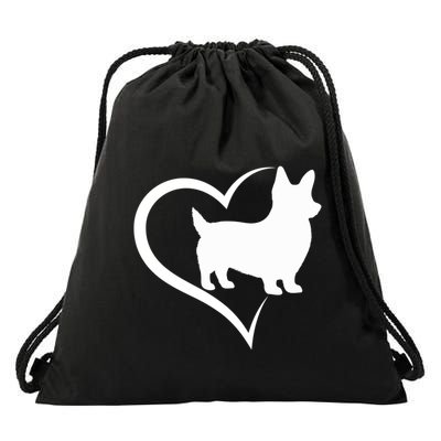 Welsh Corgi Silhouette Heart Love Dog Cute Gift Drawstring Bag