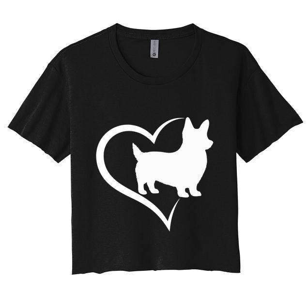 Welsh Corgi Silhouette Heart Love Dog Cute Gift Crop Top