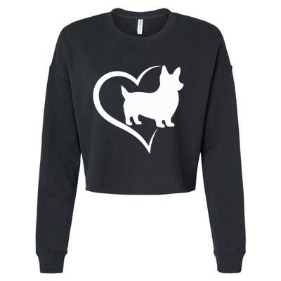 Welsh Corgi Silhouette Heart Love Dog Cute Gift Cropped Pullover Crew