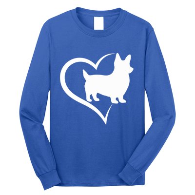 Welsh Corgi Silhouette Heart Love Dog Cute Gift Long Sleeve Shirt