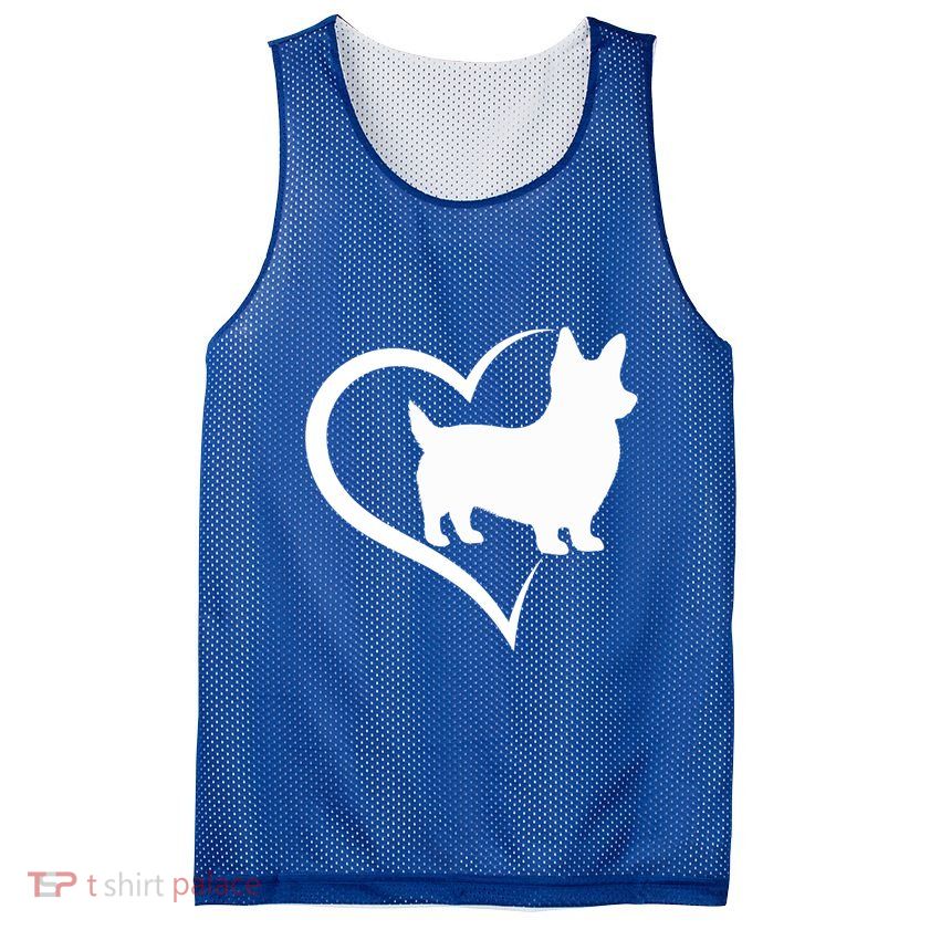 Welsh Corgi Silhouette Heart Love Dog Cute Gift Mesh Reversible Basketball Jersey Tank