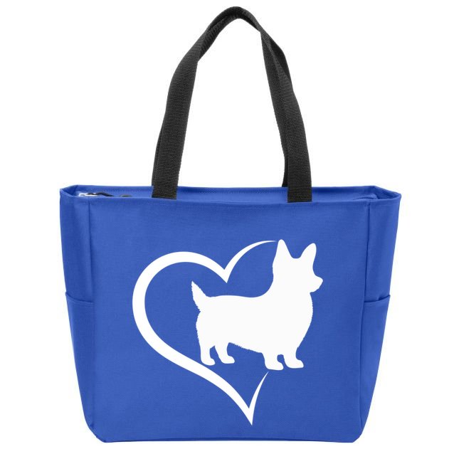 Welsh Corgi Silhouette Heart Love Dog Cute Gift Zip Tote Bag