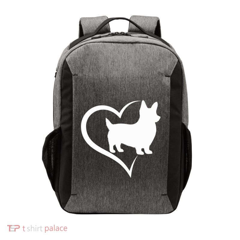 Welsh Corgi Silhouette Heart Love Dog Cute Gift Vector Backpack