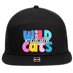 Wildcats Colorful School Spirit 7 Panel Mesh Trucker Snapback Hat