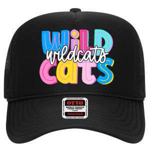 Wildcats Colorful School Spirit High Crown Mesh Back Trucker Hat