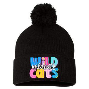 Wildcats Colorful School Spirit Pom Pom 12in Knit Beanie