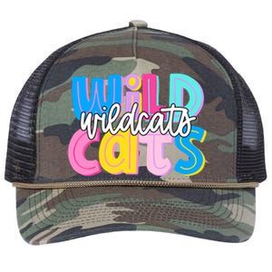 Wildcats Colorful School Spirit Retro Rope Trucker Hat Cap