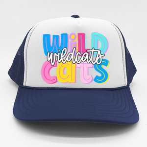 Wildcats Colorful School Spirit Trucker Hat