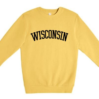 Wisconsin College Sports Fan Logo Premium Crewneck Sweatshirt